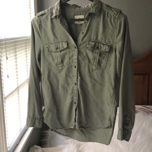 Button down collared long sleeve shirt